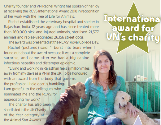 VN Times article feature on Rachel Wright RCVS Awards